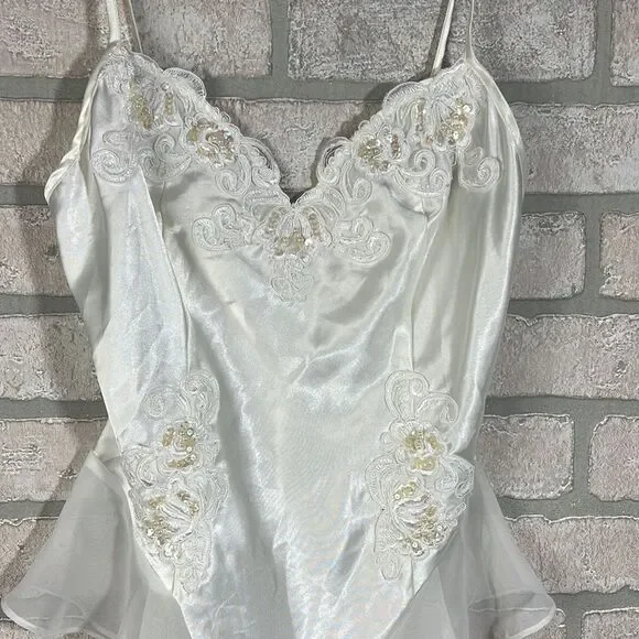 Victorias Secret Satin Pearl/Sequin Bodysuit- Size XS - Picture 3 of 7